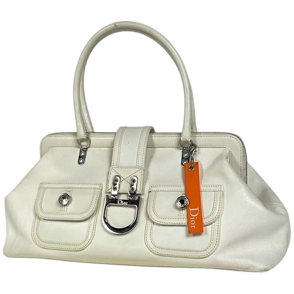 Christian Dior handbag Flight leather white